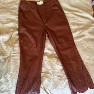 Anthropologie Chocolate Brown Capris with Cutout Hem